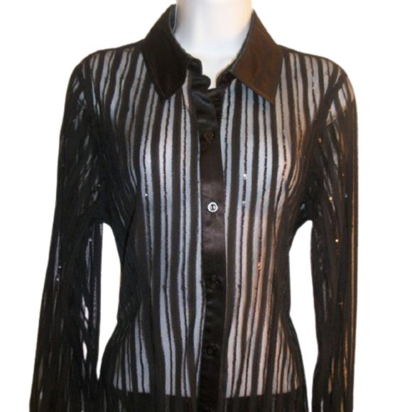 Lana Lee Black Sequined Blouse Medium